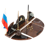 Настольный письменный набор с часами из природного камня обсидиана Oval Office варинант исполнения - 2 | Loft Concept в Челябинске