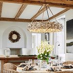 Люстра круглая с абажуром из устричных раковин Sea Ravens варинант исполнения - 4 | Loft Concept в Челябинске