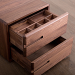 Прикроватный столик деревянный с 2-мя ящиками Moon Walnut Furniture варинант исполнения - 5 | Loft Concept в Челябинске