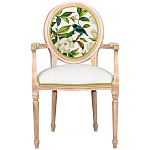 Стул с подлокотниками золотистый из бука с изображением птиц и цветов Blooming Birds варинант исполнения - 1 | Loft Concept в Челябинске