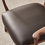 Стул деревянный с мягким сиденьем из коричневой натуральной кожи Moon Walnut Furniture варинант исполнения - 9 | Loft Concept в Челябинске