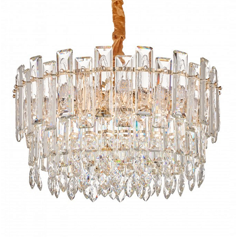 Круглая люстра с хрустальными подвесками на золотистом каркасе Gorgeous Crystal Light Золотой Прозрачный Круглая люстра с хрустальными подвесками на золотистом каркасе Gorgeous Crystal Light Золотой Прозрачный в Челябинске | Loft Concept
