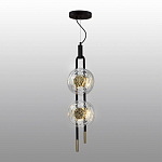 Подвесной светильник с черным основанием и золотистым декором Bruno Duo варинант исполнения - 4 | Loft Concept в Челябинске