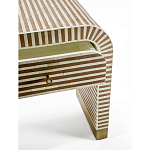 Тумбочка прикроватная с ящиком Tofino Stripes Bone Inlay Bedside Beige варинант исполнения - 3 | Loft Concept в Челябинске