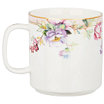 Кружка из фарфора белая с цветочным принтом 400 мл Flower Porcelain Collection варинант исполнения - 1 | Loft Concept в Челябинске