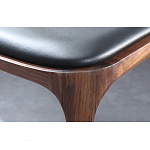 Стул деревянный с мягким сиденьем из черной натуральной кожи Moon Walnut Furniture варинант исполнения - 9 | Loft Concept в Челябинске