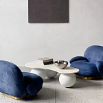 Дизайнерский журнальный стол с изогнутой столешницей на круглых ножках Rigilyr варинант исполнения - 3 | Loft Concept в Челябинске