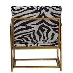 Кресло с металлическим золотистым каркасом и мягкой обивкой с чёрно-белым принтом зебры Wild animals варинант исполнения - 3 | Loft Concept в Челябинске