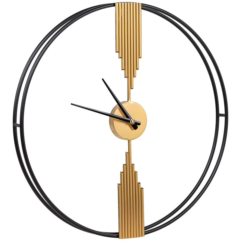 Часы настенные круглые из металла Mirror Tower Clock Золотой Черный в Челябинске | Loft Concept 