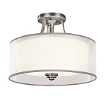 Потолочный светильник с двойным цилиндрическим плафоном из белого стекла и прозрачной органзы Kichler варинант исполнения - 7 | Loft Concept в Челябинске