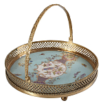 Блюдо круглое с ручкой и голубым фарфоровым дном с цветочным рисунком Blue Garden варинант исполнения - 1 | Loft Concept в Челябинске