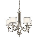 Люстра с белыми тканевыми абажурами в прозрачных стеклянных цилиндрах Kichler варинант исполнения - 6 | Loft Concept в Челябинске