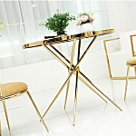 Обеденный стол с чёрной круглой столешницей на золотых ножках Rive Gauche Table варинант исполнения - 1 | Loft Concept в Челябинске