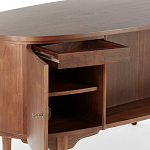 Дизайнерский письменный стол округлой формы с 4-мя ящиками и дверкой с полочками Rili варинант исполнения - 3 | Loft Concept в Челябинске