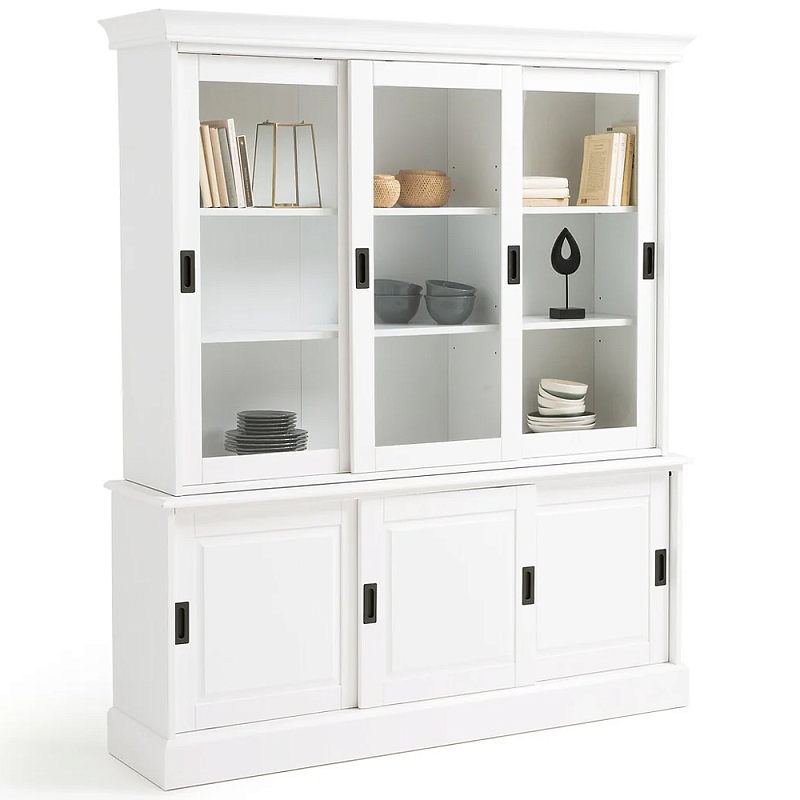 Витрина из массива сосны Cobbett White Wood Showcase Белый Прозрачное Стекло Черный Витрина из массива сосны Cobbett White Wood Showcase Белый Прозрачное Стекло Черный в Челябинске | Loft Concept
