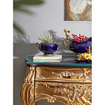 Чаша темно-синяя фарфоровая с бронзовыми ручками и ажурным ободком Eden Garden варинант исполнения - 4 | Loft Concept в Челябинске