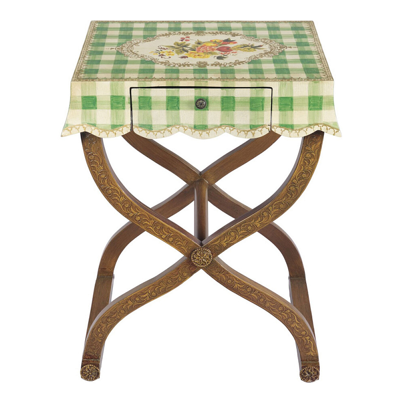 Приставной столик с ящиком в стиле ретро Vintage Country Table Коричневый Мульти в Челябинске | Loft Concept 