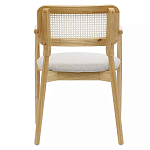 Стул обеденный с мягким сиденьем и спинкой из плетеного ротанга Wood and Textile Chair варинант исполнения - 4 | Loft Concept в Челябинске