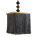 Люстра квадратная с бахромой и подвесом из деревянных бусин Psyche варинант исполнения - 2 | Loft Concept в Челябинске