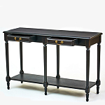 Консоль черная из массива березы с полкой и двумя ящиками Vintage варинант исполнения - 2 | Loft Concept в Челябинске