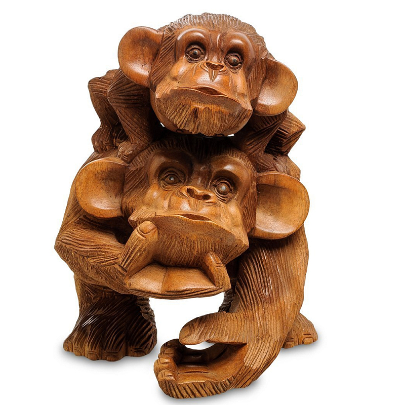 Статуэтка из дерева суар в виде обезьяны с детёнышем Mama Monkey Коричневый Статуэтка из дерева суар в виде обезьяны с детёнышем Mama Monkey Коричневый в Челябинске | Loft Concept
