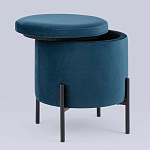 Синий пуф на черных ножках SANJAY варинант исполнения - 2 | Loft Concept в Челябинске