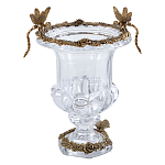 Ваза из прозрачного стекла на бронзовой подставке с ободком и ручками в виде стрекоз Eden Garden варинант исполнения - 1 | Loft Concept в Челябинске