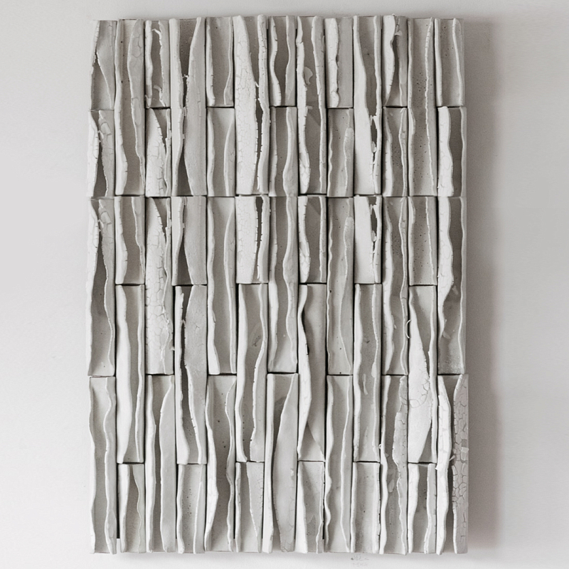 Объемное Панно на стену White Micro Waves Белый бетон в Челябинске | Loft Concept 