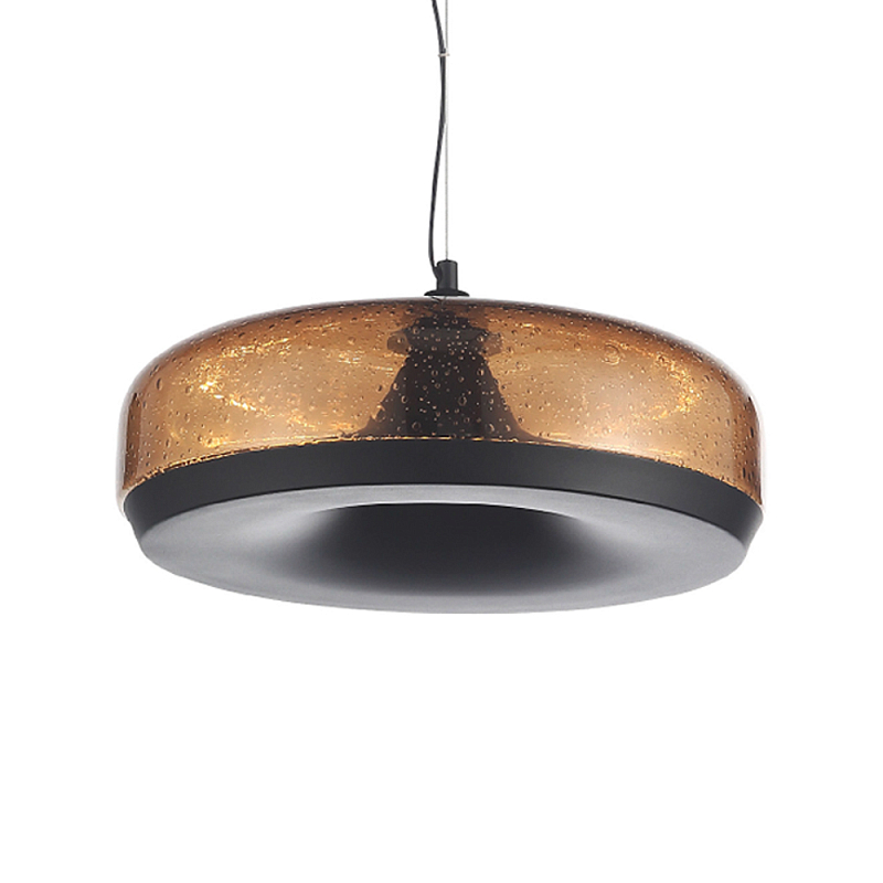 Подвесной светильник с стеклянным плафоном LED 42W 3000K Glass Textured Lampshade Черный Коричневый в Челябинске | Loft Concept 