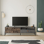 ТВ-тумба с раздвижными дверцами Mallin Metal TV Stand варинант исполнения - 4 | Loft Concept в Челябинске