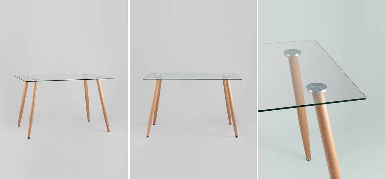 Стол обеденный Wood and Glass Стеклянная столешница Стол обеденный Wood and Glass Стеклянная столешница - Loft-Concept в Челябинске