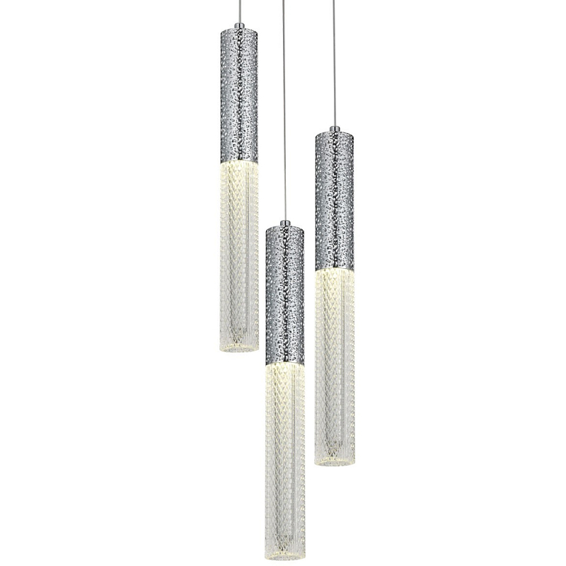 Подвесной светильник Dew Drops Tube Chrome Trio Hanging Lamp Хром Прозрачный Подвесной светильник Dew Drops Tube Chrome Trio Hanging Lamp Хром Прозрачный в Челябинске | Loft Concept