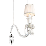 Подвесной светильник с белым текстильным абажуром и изогнутым хрустальным основанием с подвесками Lustre Reverie варинант исполнения - 4 | Loft Concept в Челябинске