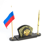 Визитница настольная с гербом и флагом России из природного камня змеевик Successful Leader варинант исполнения - 2 | Loft Concept в Челябинске