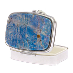 Таблетница карманная прямоугольная на 2 отделения с зеркалом и накладкой из натурального камня Лазурит Silver Stone Pillboxes варинант исполнения - 2 | Loft Concept в Челябинске