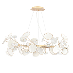 Люстра круглая с белыми лепестками из керамики и прозрачными хрустальными цветками Диаметр 82 см Wintery flovers варинант исполнения - 2 | Loft Concept в Челябинске
