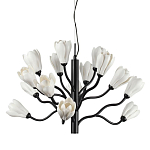 Люстра подвесная черного цвета с ветвями и белыми фарфоровыми цветами Floralis варинант исполнения - 1 | Loft Concept в Челябинске