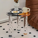 Дизайнерский журнальный стол с фигурной столешницей на 3-х прозрачных ножках Rahakif варинант исполнения - 3 | Loft Concept в Челябинске