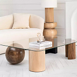 Дизайнерский журнальный стол с прозрачной столешницей и ножками в форме геометрических фигур Pytusin варинант исполнения - 2 | Loft Concept в Челябинске