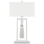 Настольная лампа с прямоугольным тканевым абажуром на белом мраморном основании Silver Threads варинант исполнения - 3 | Loft Concept в Челябинске