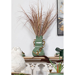 Ваза зеленого цвета из фарфора с бронзовыми ручками в виде драконов и рельефным цветочным декором Eden Garden porcelain and bronze варинант исполнения - 7 | Loft Concept в Челябинске