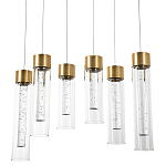 Люстра c 6-ю стеклянными плафонами золото Sparkling Bubbles Tube Gold Hanging Lamp варинант исполнения - 2 | Loft Concept в Челябинске