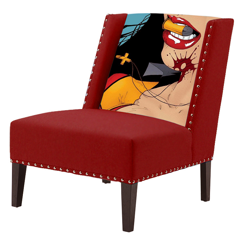 FUN Armchair "Super woman" Red Дизайнерское кресло с цветным принтом Бургундский красный FUN Armchair "Super woman" Red Дизайнерское кресло с цветным принтом Бургундский красный в Челябинске | Loft Concept