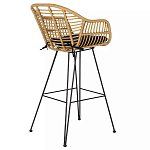Стул барный с ротанговым плетением Half Bar Chair with Wicker с подлокотниками варинант исполнения - 4 | Loft Concept в Челябинске