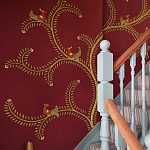 Обои с вышивкой ручной работы Fyodor Original colourway on Merlot linen варинант исполнения - 2 | Loft Concept в Челябинске