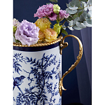 Ваза с бронзовыми ручками и синим цветочным узором Blue & White Ornament варинант исполнения - 6 | Loft Concept в Челябинске