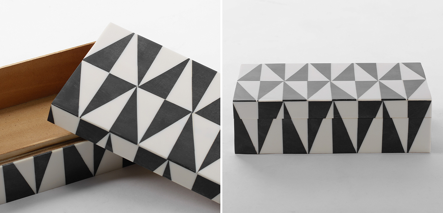Шкатулка Black White Triangles Bone Inlay Шкатулка Black White Triangles Bone Inlay - Loft-Concept в Челябинске