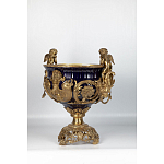 Чаша темно-синего цвета с фигурками ангелов и рельефным декором Eden Garden porcelain and bronze варинант исполнения - 1 | Loft Concept в Челябинске