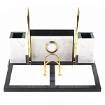 Настольный письменный набор из белого мрамора с часами Marble Accessory варинант исполнения - 1 | Loft Concept в Челябинске