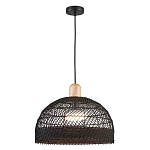 Подвесной светильник с округлым абажуром из черного ротанга Wicker Furniture варинант исполнения - 1 | Loft Concept в Челябинске